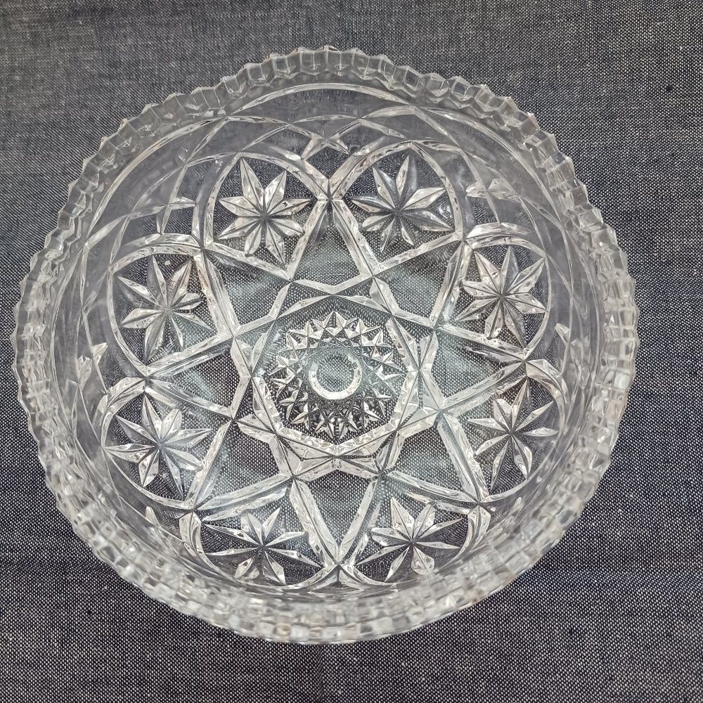 Gorgeous 5 Inch Crystal Candy or Nut Dish No Markings Heavy Weight